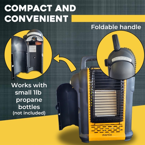 Martin CHS7 Portable Infrared Heater - 7000 BTU Propane Gas Radiant Heater for Outdoor Use, Works with 1lb Tanks; Heating for Camping, Fishing,