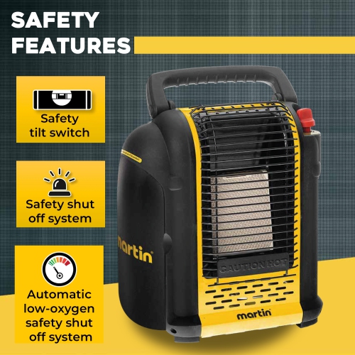 Martin CHS7 Portable Infrared Heater - 7000 BTU Propane Gas Radiant Heater for Outdoor Use, Works with 1lb Tanks; Heating for Camping, Fishing,