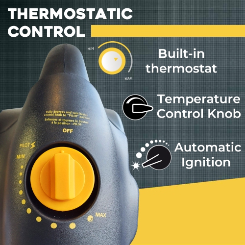 Martin CHS10T Portable Infrared Heater, 10000 BTU Propane Gas Radiant Heater with Thermostat, Outdoor Use, Works with 1lb Tanks; Heating for Camping,