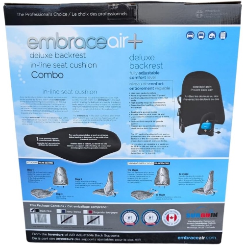 EmbraceAirPlus Deluxe Backrest & Inline Seat Cushion Combo - BLK