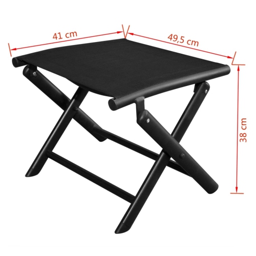 vidaXL Folding Footstool Black Aluminium and Textilene