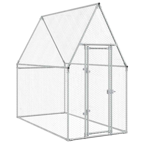 Image 1 de 9.. Cage de poulet vidaXL en acier galvanisé 200 x 100 x 190&nbsp;cm argenté