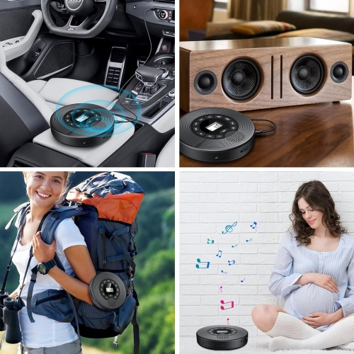 Lecteur CD portatif pour l'auto, lecteur CD Bluetooth avec haut-parleur, prise en charge de la lecture auxiliaire MP3 USB, lecteurs CD personnels