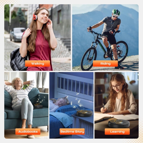 Lecteur CD portatif avec haut-parleurs, lecteur CD Walkman rechargeable pour la maison de voiture, lecteur CD avec casque d'écoute, lecteur MP3/livre