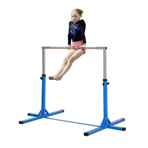 Image 1 of 9.. Soozier Professional Gymnastics Bar for Kids, Toddler Home Gymnastics Equipment with 13-level Adjustable Height, Gym Fitness with Steel Frame, Blue