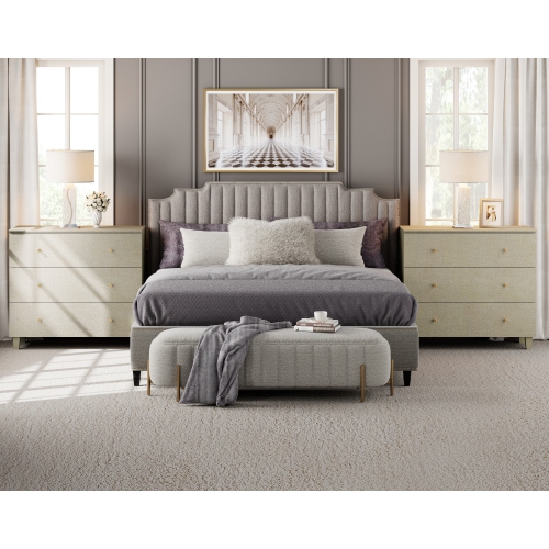 WAMPAT Set of 2 Nightstands with 3 Wide Drawers for Bedroom, Modern Wood Bedside Tables Chest Dressers Tall Night Stands, Large Sofa Side End Tables