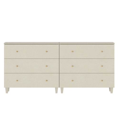 WAMPAT Set of 2 Nightstands with 3 Wide Drawers for Bedroom, Modern Wood Bedside Tables Chest Dressers Tall Night Stands, Large Sofa Side End Tables