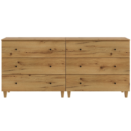 WAMPAT Set of 2 Nightstands with 3 Wide Drawers for Bedroom, Modern Wood Bedside Tables Chest Dressers Tall Night Stands, Large Sofa Side End Tables