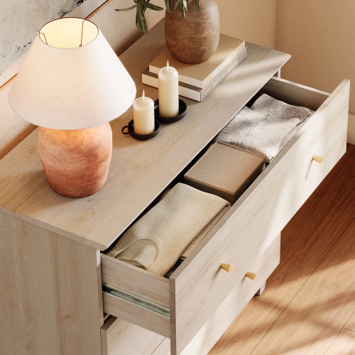 WAMPAT Nightstand with 3 Wide Drawers for Bedroom, Modern Wood Bedside Table Chest Dresser Tall Night Stand, Large Sofa Side End Table for Living