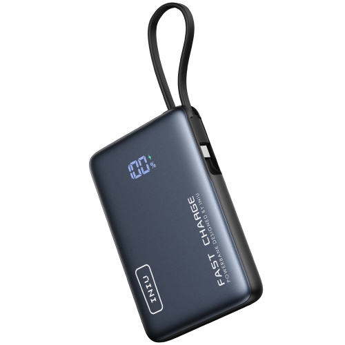 Image 1 de 8.. Chargeur portatif d'INIU, chargeur portable compact 10000&nbsp;mAh PD 20&nbsp;W avec câble USB-C intégré pour iPhone, Samsung, etc.