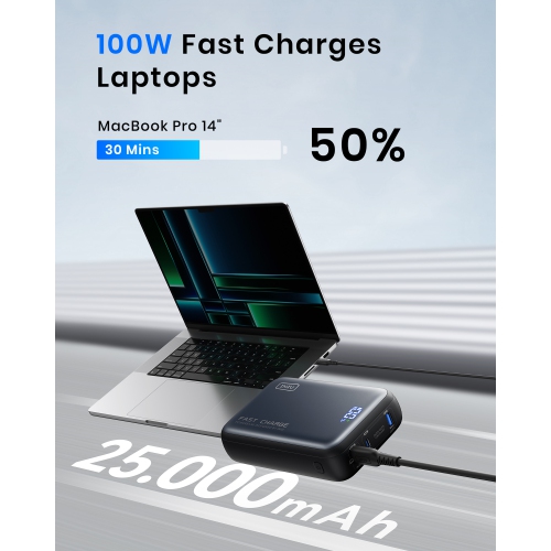 INIU 100W Power Bank Smallest 25000mAh Fast Charging Portable Charger for MacBook Dell HP iPad Tablet iPhone Samsung etc