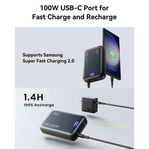 INIU 100W Power Bank Smallest 25000mAh Fast Charging Portable Charger for MacBook Dell HP iPad Tablet iPhone Samsung etc