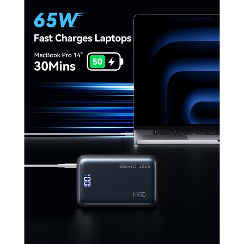INIU 65W Power Bank, 20000mAh USB C PD Fast Charging Portable Charger for MacBook Dell HP iPad Tablet iPhone Samsung etc
