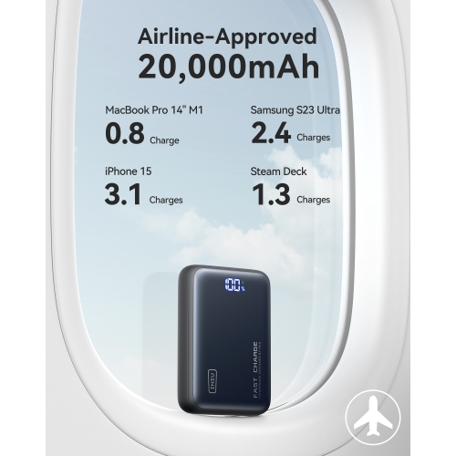 INIU 65W Power Bank, 20000mAh USB C PD Fast Charging Portable Charger for MacBook Dell HP iPad Tablet iPhone Samsung etc