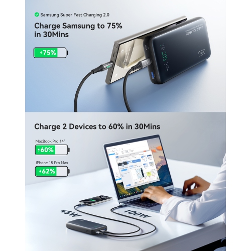 INIU 140W Power Bank Smallest 25000mAh Fast Charging Portable Charger for MacBook Dell HP iPad Tablet iPhone Samsung etc