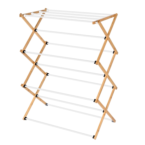 Foldable Bamboo Clothes Drying Rack for dry garments, sheets, clothes, towels
