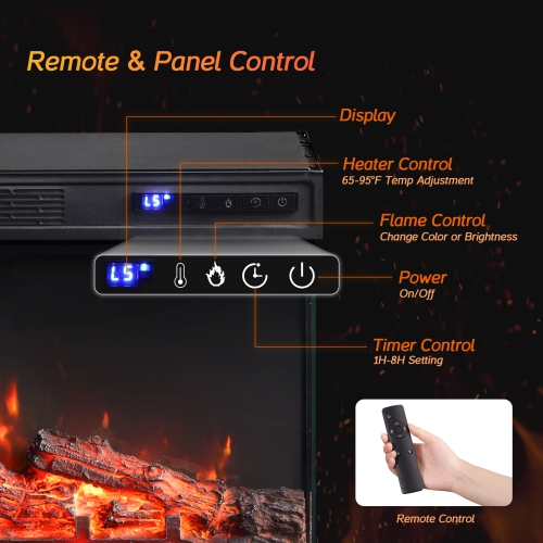 WAMPAT LED Fireplace TV Stand for Living Room, Tall Entertainment Center for 45 inch TV, TV Console with 36 Inch Electric Fireplace, Dark Walnut and