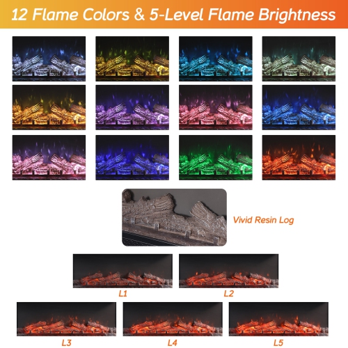 Meuble pour téléviseur avec foyer WAMPAT LED pour salon, grand centre de divertissement pour téléviseur 45 po, meuble pour téléviseur avec foyer