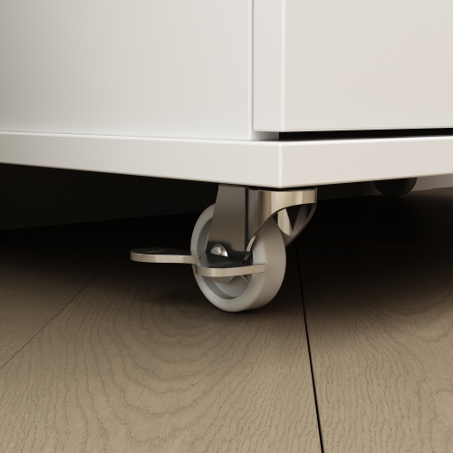 Homsee Tall Storage Cabinet with Rolling Casters and Multiple Shelves, White