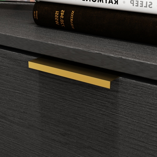 Homsee Modern 3-Drawer Dresser with Gold Accents, Spacious Storage for Bedroom or Living Room Black