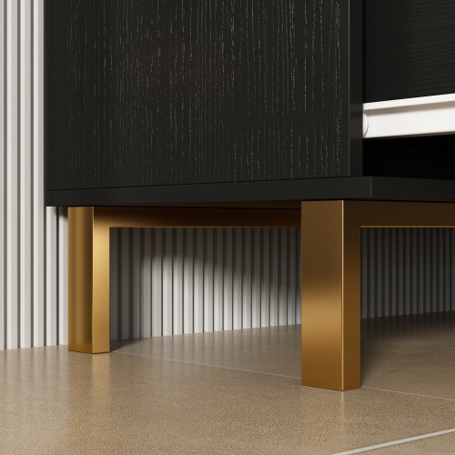 Homsee Modern 3-Drawer Dresser with Gold Accents, Spacious Storage for Bedroom or Living Room Black