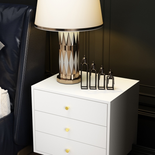 Homsee Modern 3-Drawer Dresser with Gold Accents, Compact Storage for Bedroom or Living Room White