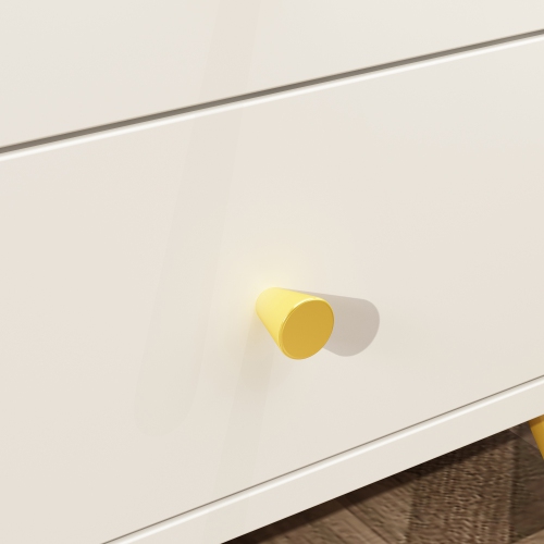 Famapy Modern 3-Drawer Dresser with Gold Accents and Spacious Storage for Bedroom or Living Room White