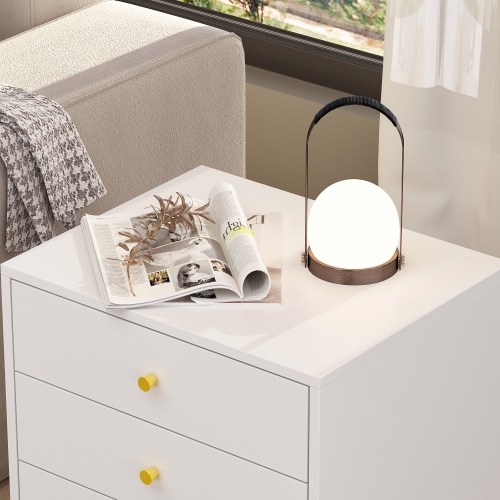 Famapy Modern 3-Drawer Dresser with Gold Accents and Spacious Storage for Bedroom or Living Room White