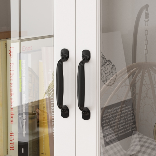 Homsee Tall Bookcase with Glass Doors, Adjustable Shelves, and Ample Storage for Home Library or Study White