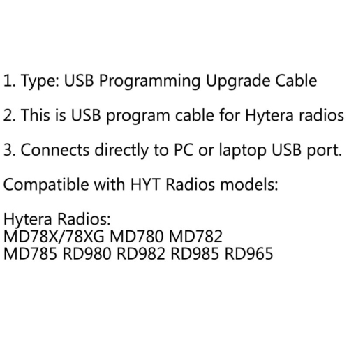 USB Programming Upgrade Cable Fits Hytera MD650 MD780 RD782 MD782 RD982 RD985