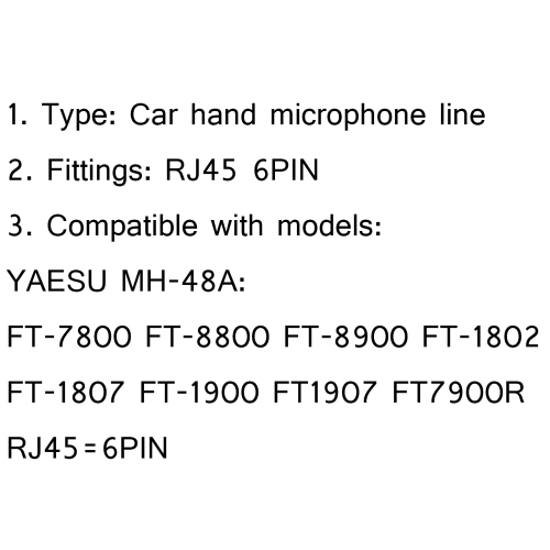 5Pcs RJ45 6PIN Speaker Mic Cable Line Cord For Yaesu MH48A FT-8800 FT-1802 Radio