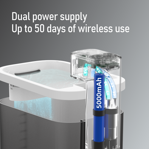 DOGNESS 3L Wireless Cat Water Fountain, Upgrade Ultra Filtration Pet Fountain 5000mAh Rechargeable Battery Operated Automatic Dog Water Dispenser