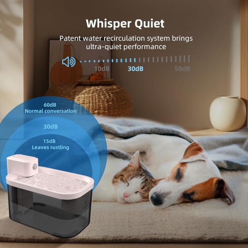 DOGNESS 3L Wireless Cat Water Fountain, Upgrade Ultra Filtration Pet Fountain 5000mAh Rechargeable Battery Operated Automatic Dog Water Dispenser