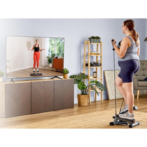 Health & Fitness Mini Stepper for Exercise at Home, Stair Stepper Workout Machine with Resistance Bands, Full Body Cardio Equipment, Optional Smart