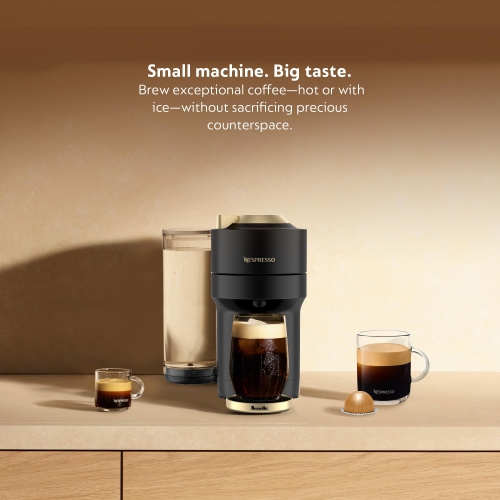 Nespresso Vertuo Pop+ Deluxe Coffee and Espresso Machine by Breville, Matte Black and Gold