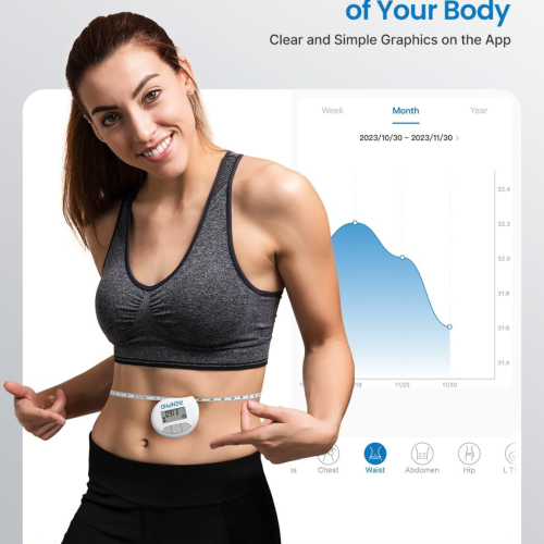 Smart Tape Measure RENPHO Bluetooth Measuring Tapes for Body Measurement Muscle Gain Fitness Bodybuilding Retractable Circumferences Inches & cm