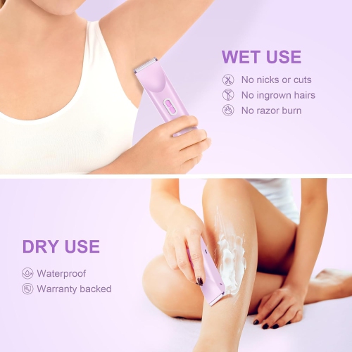 Dual Head Women Shaver,Bikini Trimmer for Women,Electric Bikini Trimmer, Electric Lady Shaver,Wet & Dry Use Hair Removal-Purple