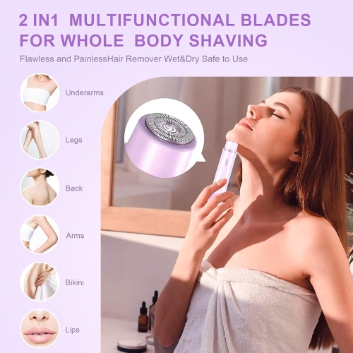 Dual Head Women Shaver,Bikini Trimmer for Women,Electric Bikini Trimmer, Electric Lady Shaver,Wet & Dry Use Hair Removal-Purple