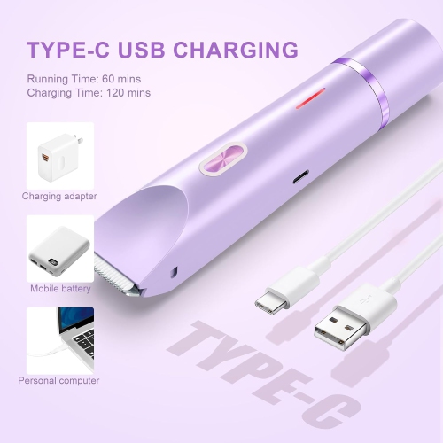 Dual Head Women Shaver,Bikini Trimmer for Women,Electric Bikini Trimmer, Electric Lady Shaver,Wet & Dry Use Hair Removal-Purple