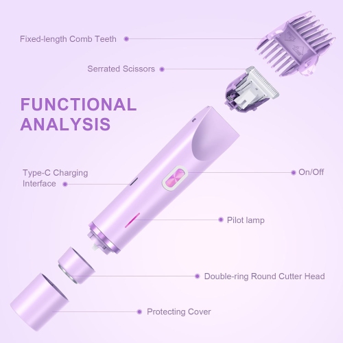 Dual Head Women Shaver,Bikini Trimmer for Women,Electric Bikini Trimmer, Electric Lady Shaver,Wet & Dry Use Hair Removal-Purple