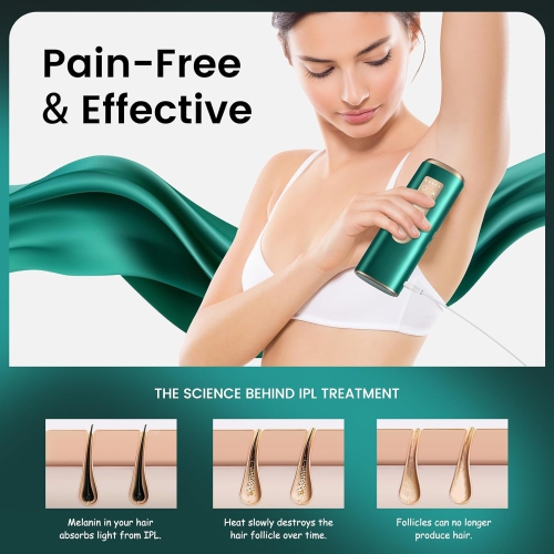 Laser Hair Removal,IPL Hair Removal with Painless,Ice-cooling Hair Remover with 5 Levels & 5 Modes,Laser Hair Removal Device for Women-Green