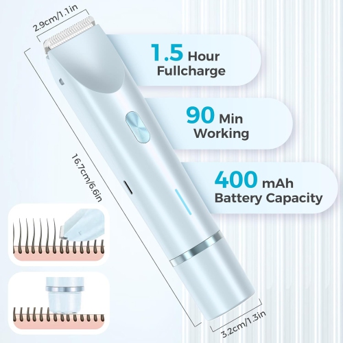 Dual Head Women Shaver,Bikini Trimmer for Women,Electric Bikini Trimmer, Electric Lady Shaver,Wet & Dry Use Hair Removal-Blue