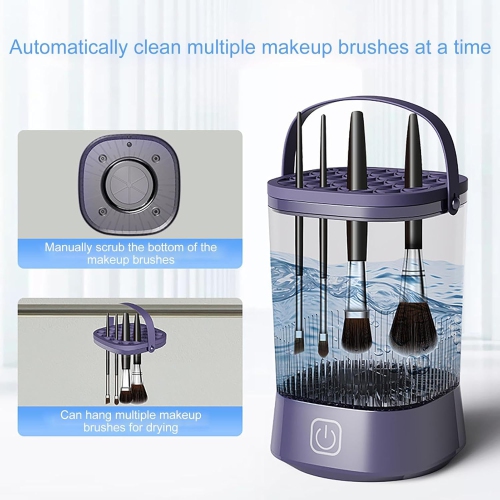 Electric Makeup Brush Cleaner,Makeup Brush Cleaning Machine,Automatic Makeup Brush Cleaner,Cosmetic Brush Cleaning Tool-Purple