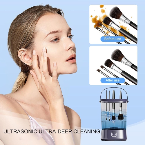 Electric Makeup Brush Cleaner,Makeup Brush Cleaning Machine,Automatic Makeup Brush Cleaner,Cosmetic Brush Cleaning Tool-Purple