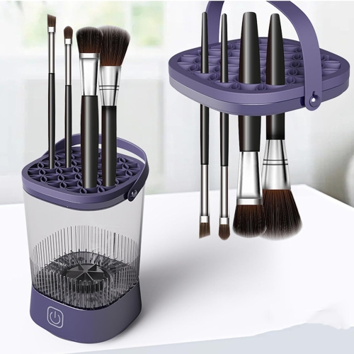 Electric Makeup Brush Cleaner,Makeup Brush Cleaning Machine,Automatic Makeup Brush Cleaner,Cosmetic Brush Cleaning Tool-Purple