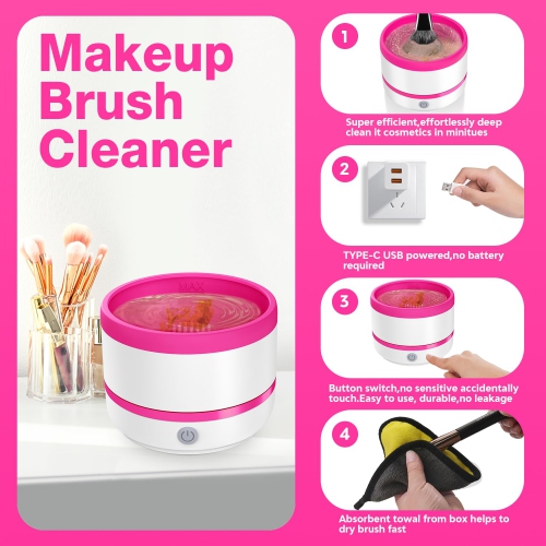 Makeup Brush Cleaner Machine,Electric Makeup Brush Cleaner,Automatic Spinning Make up Brush Cleaner Fast Deep Cleaning for All Size Makeup Brush &
