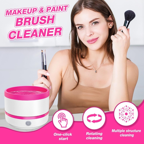 Makeup Brush Cleaner Machine,Electric Makeup Brush Cleaner,Automatic Spinning Make up Brush Cleaner Fast Deep Cleaning for All Size Makeup Brush &