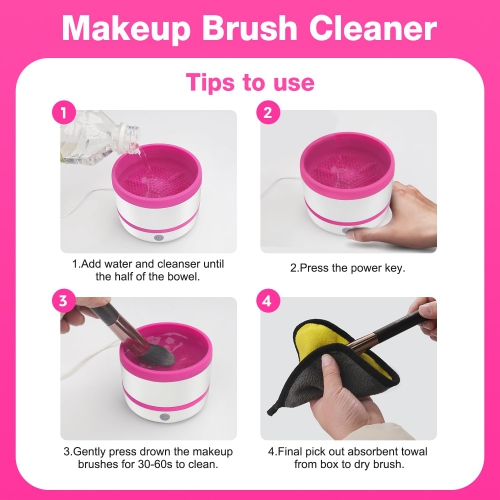 Makeup Brush Cleaner Machine,Electric Makeup Brush Cleaner,Automatic Spinning Make up Brush Cleaner Fast Deep Cleaning for All Size Makeup Brush &