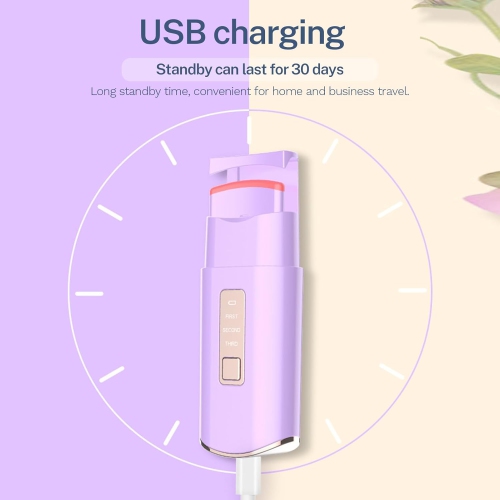 Heated Eyelash Curlers for Women Makeup,Heated Lash Curler,Electric Eyelash Curler,Rechargeable Eyelash Curler,Handheld Eyelash Heated Curler-Purple