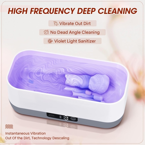 Rechargeable Ultrasonic Cleaner For Makeup Brush,Blue Light Sterilization Box High Capacity Makeup Brush Cleaner With Silicone Tray For Drying